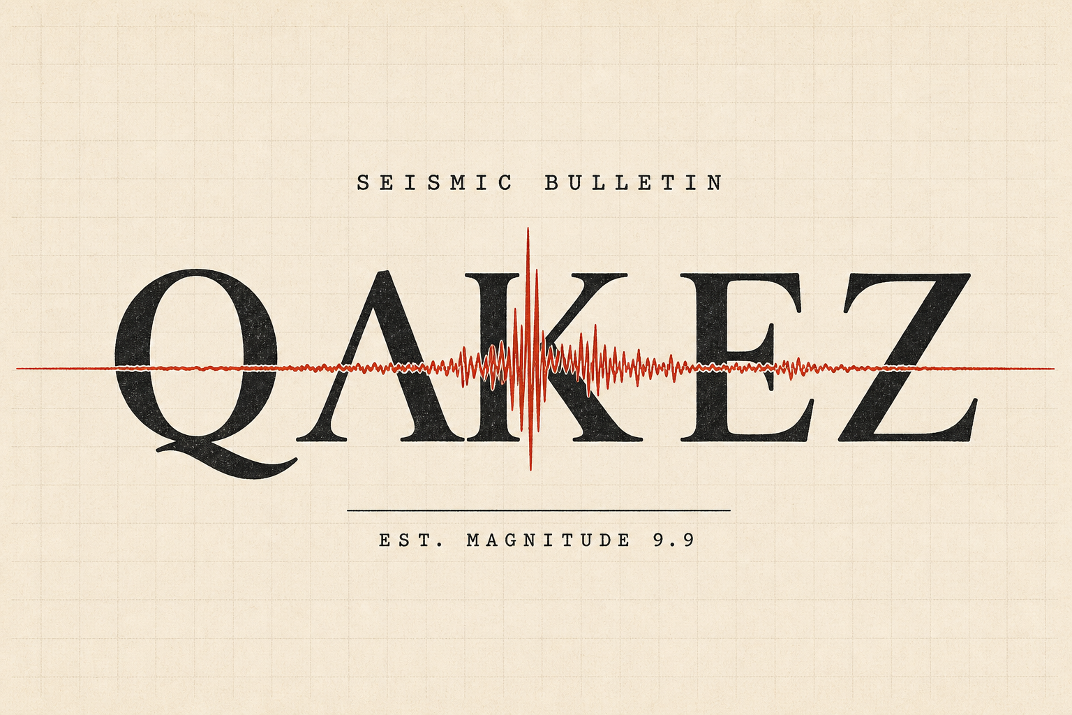 QAKEZ — Seismic Bulletin wordmark with seismogram trace
